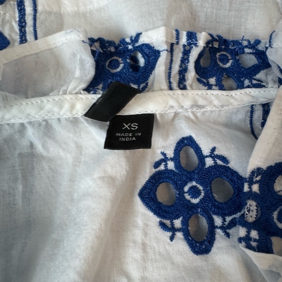 J.Crew-White and Blue Embroidery Cover up! - Picture 2 of 3